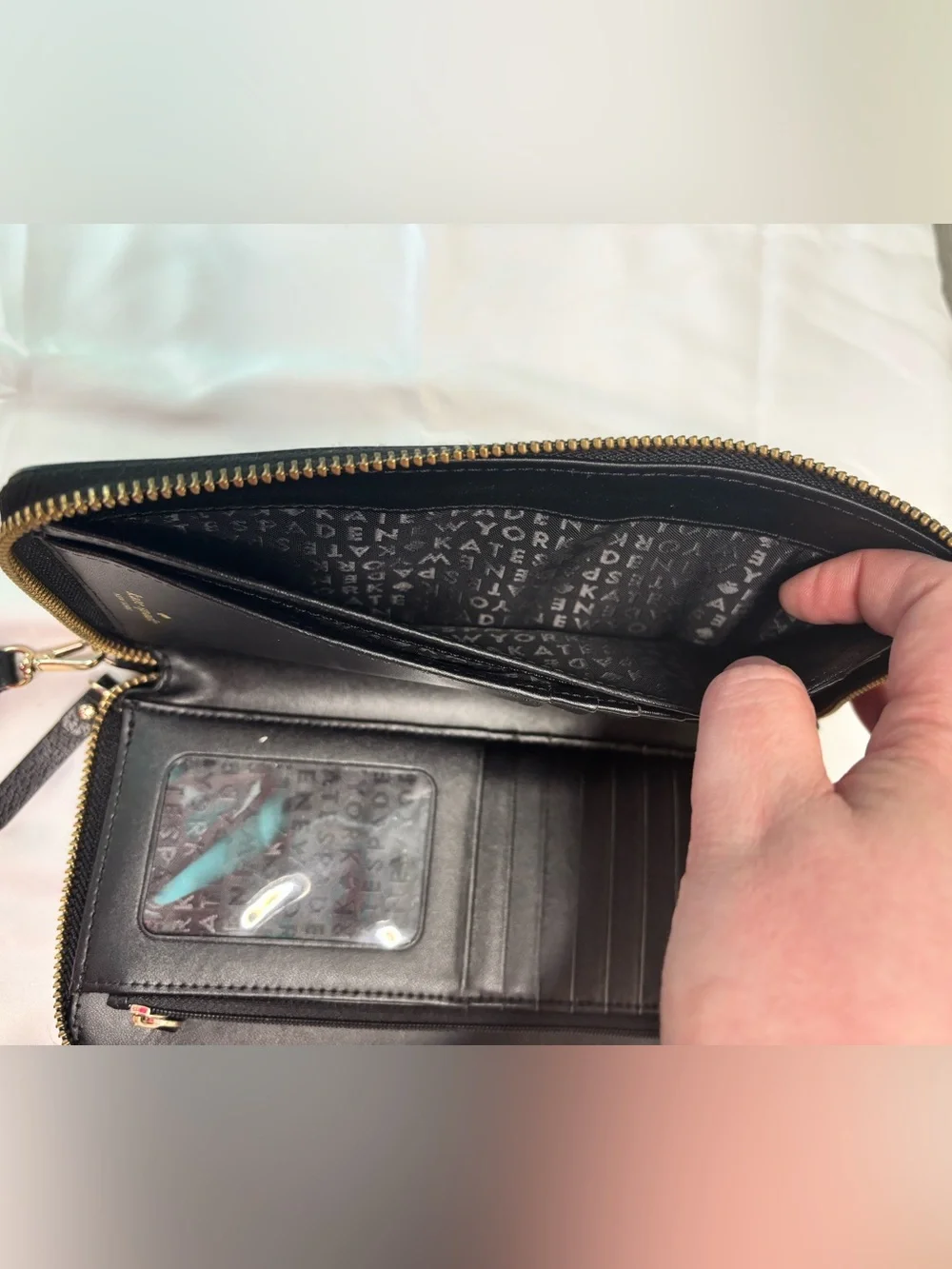 kate spade Laurel Way Winnie Double Zip Wristlet Clutch with Gold Logo